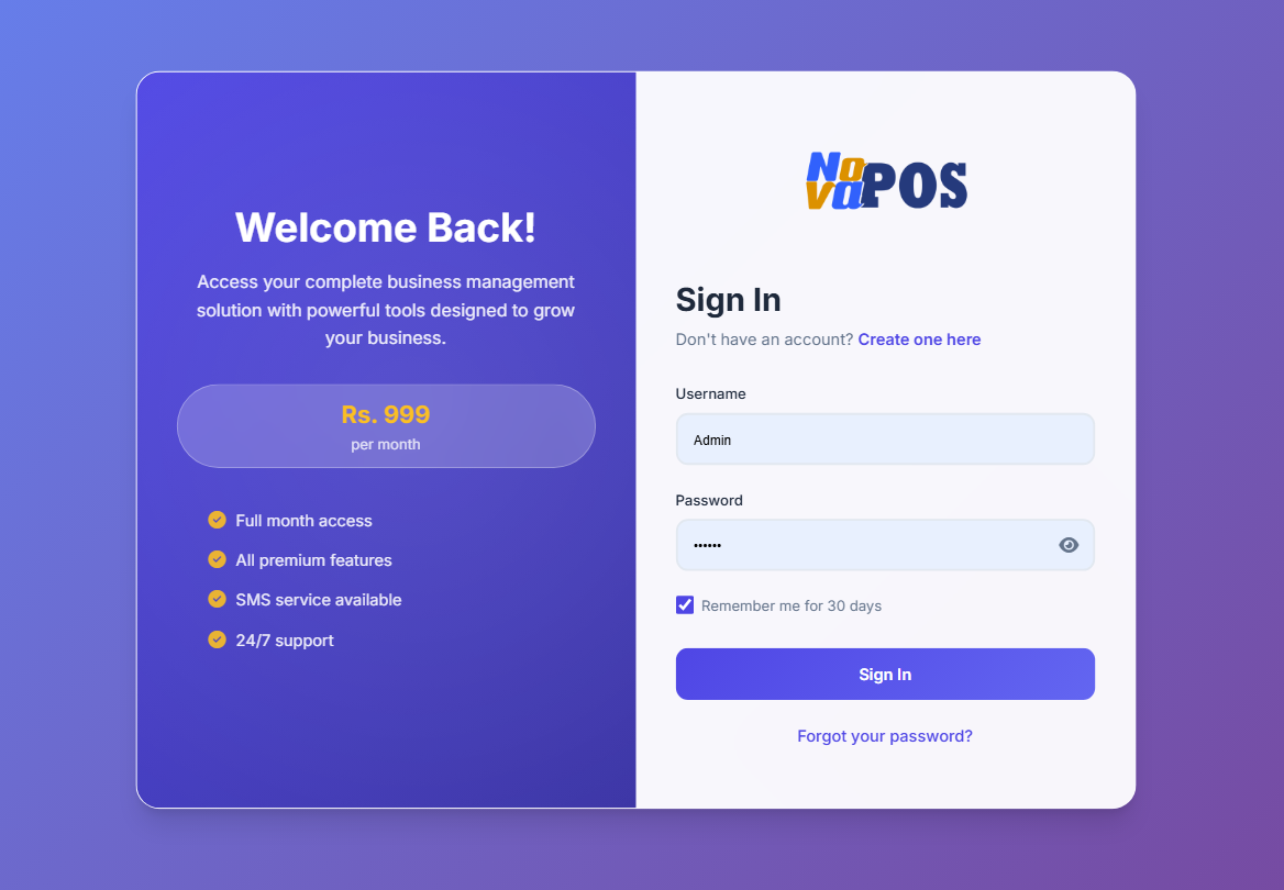 NovaPOS Dashboard